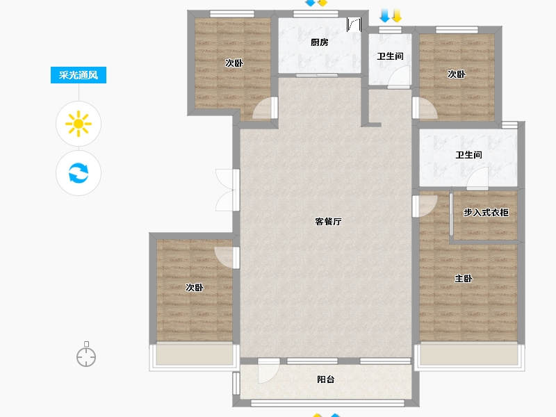 吉林省-长春市-金地江山風華-131.45-户型库-采光通风