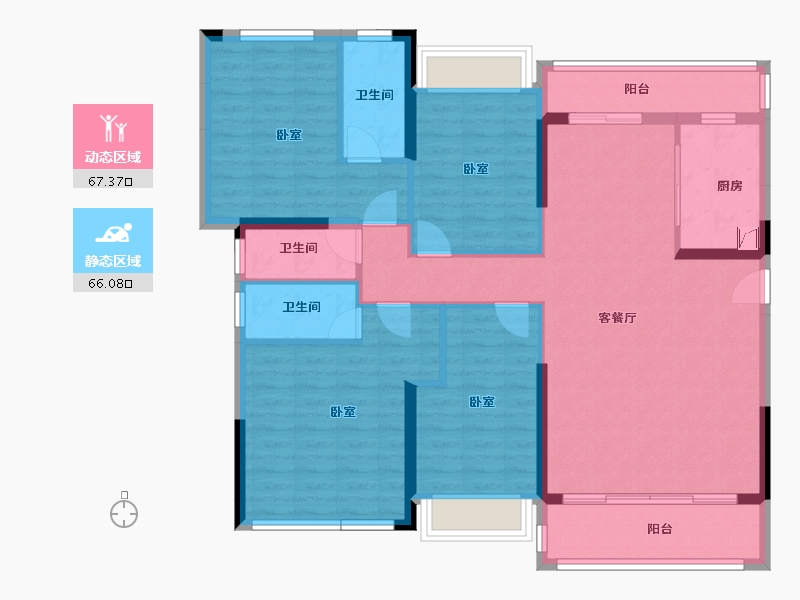 广东省-梅州市-五华客天下·幸福里-119.89-户型库-动静分区