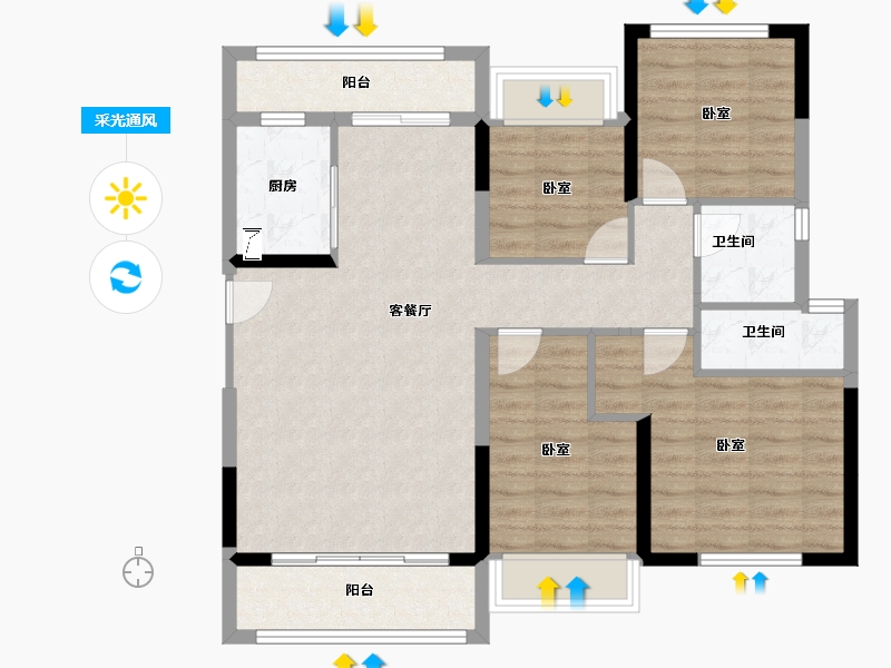 广东省-梅州市-五华客天下·幸福里-92.83-户型库-采光通风