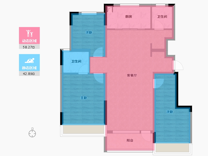 吉林省-长春市-金地江山風華-89.89-户型库-动静分区