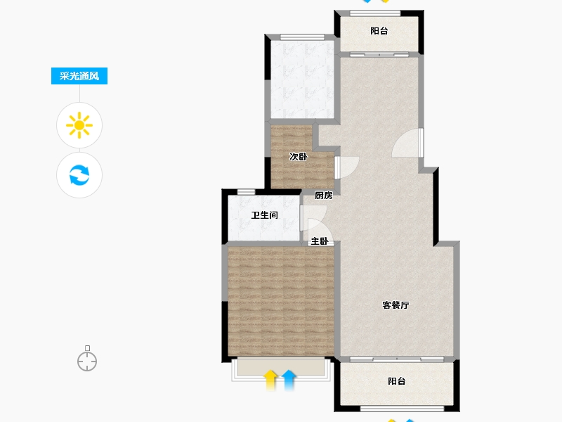 陕西省-西安市-长安宫-127.47-户型库-采光通风