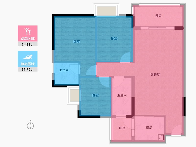 广东省-惠州市-海伦堡海伦虹-80.64-户型库-动静分区