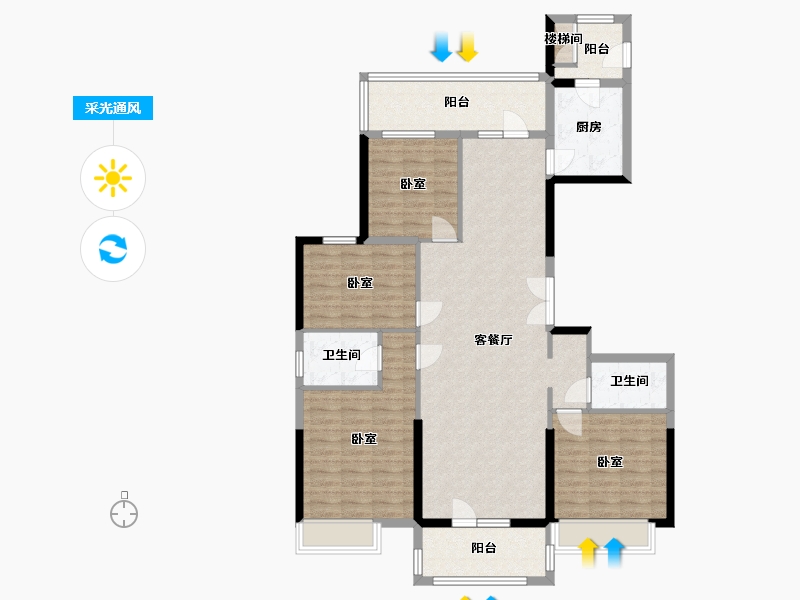 湖北省-武汉市-卧龙墨水湖边领墅-123.95-户型库-采光通风