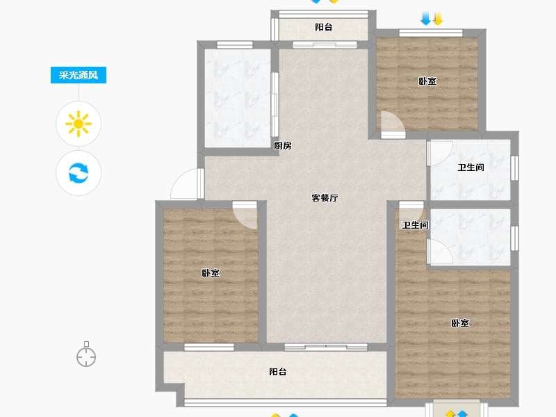 安徽省-黄山市-府前花园-108.01-户型库-采光通风