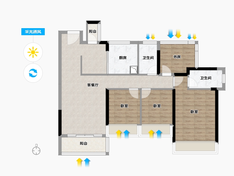 广东省-深圳市-龙光玖悦台-95.29-户型库-采光通风