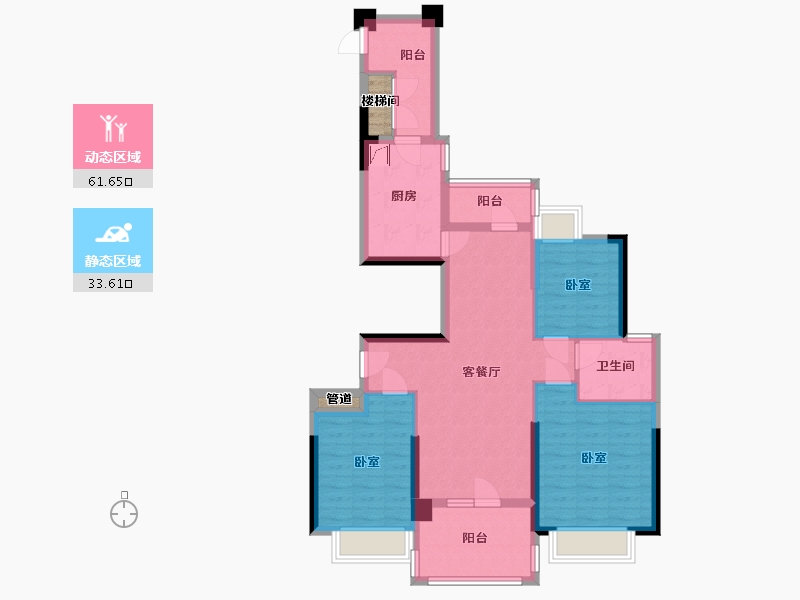 湖北省-武汉市-卧龙墨水湖边领墅-85.52-户型库-动静分区