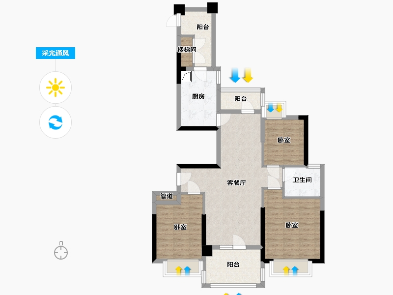 湖北省-武汉市-卧龙墨水湖边领墅-85.52-户型库-采光通风