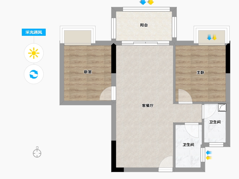 广东省-惠州市-海伦堡海伦虹-53.47-户型库-采光通风