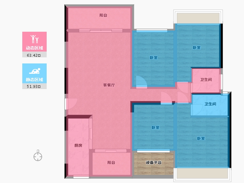 湖北省-武汉市-天屿湖-107.22-户型库-动静分区