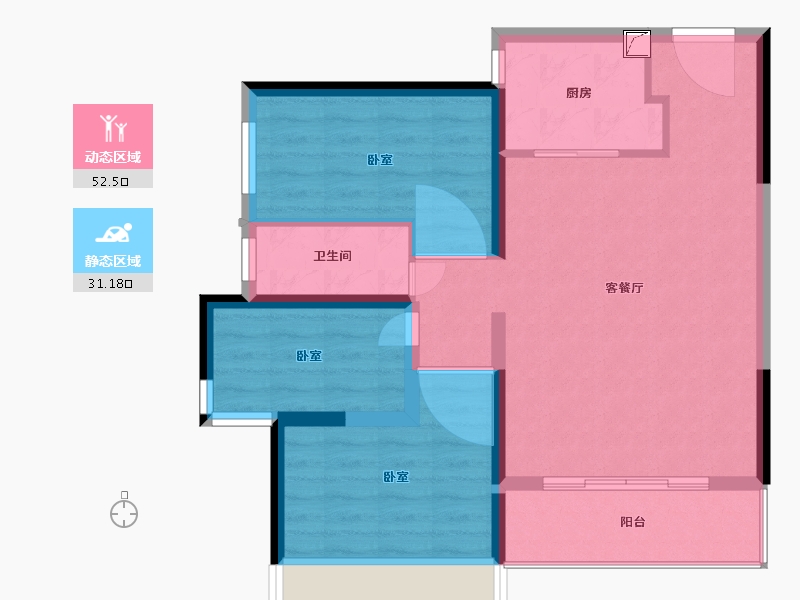 湖南省-郴州市-爱莲瓏熙府-74.99-户型库-动静分区