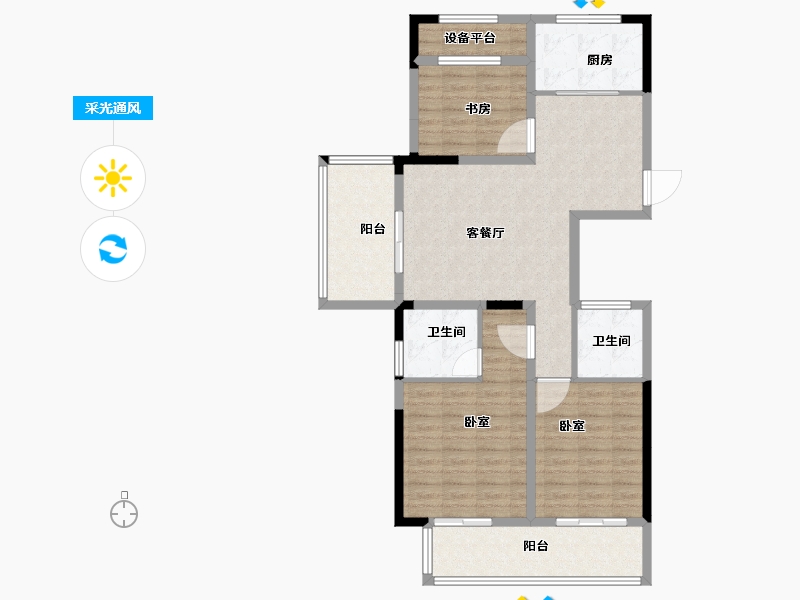 浙江省-绍兴市-海波名苑-102.00-户型库-采光通风