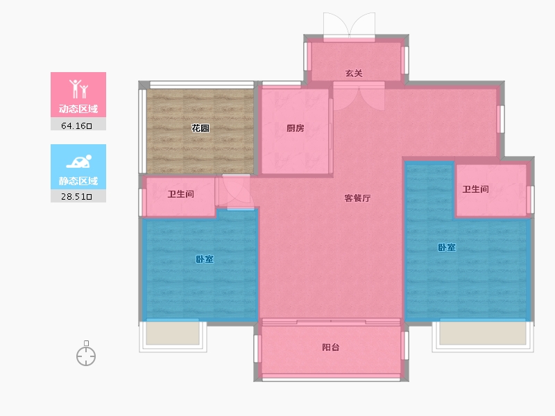 湖南省-郴州市-东江印象-94.00-户型库-动静分区