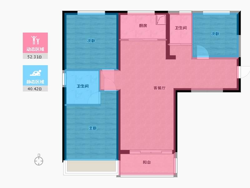 陕西省-西安市-碧桂园天玺-82.73-户型库-动静分区