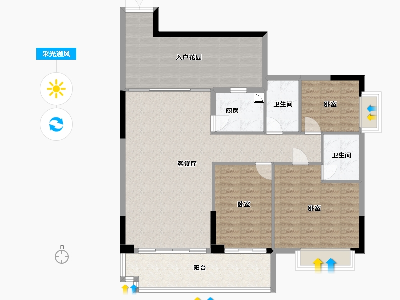 广东省-广州市-名城御景世嘉-116.65-户型库-采光通风