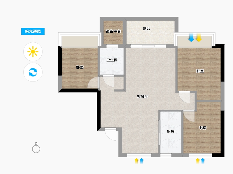 湖北省-武汉市-天屿湖-72.88-户型库-采光通风