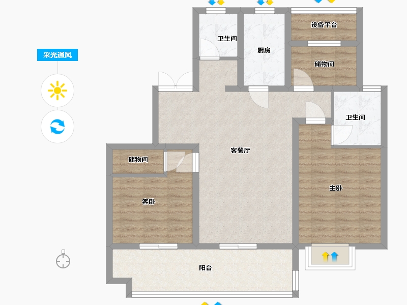 安徽省-六安市-浙东东星苑-90.00-户型库-采光通风