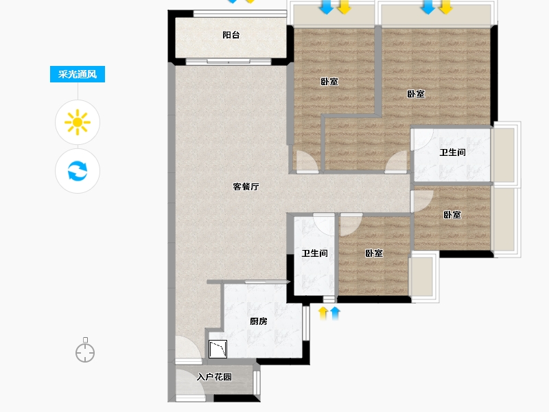 广东省-广州市-时代雁山湖（鹤山）-109.57-户型库-采光通风