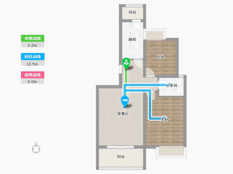 陕西省-西安市-唐樾六和坊-69.59-户型库-动静线