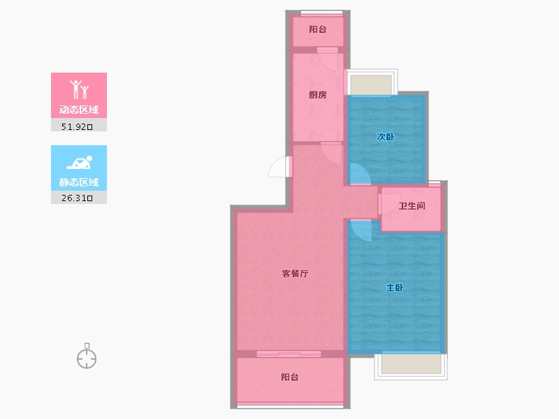 陕西省-西安市-唐樾六和坊-69.59-户型库-动静分区