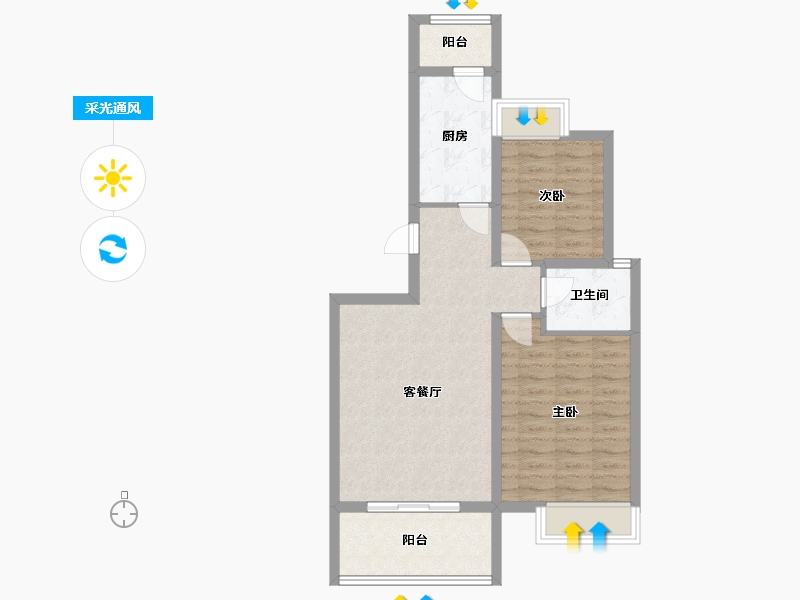 陕西省-西安市-唐樾六和坊-69.59-户型库-采光通风