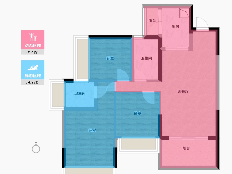 广东省-深圳市-深圳东星河丹堤-70.03-户型库-动静分区