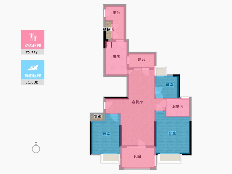 湖北省-武汉市-卧龙墨水湖边领墅-84.46-户型库-动静分区