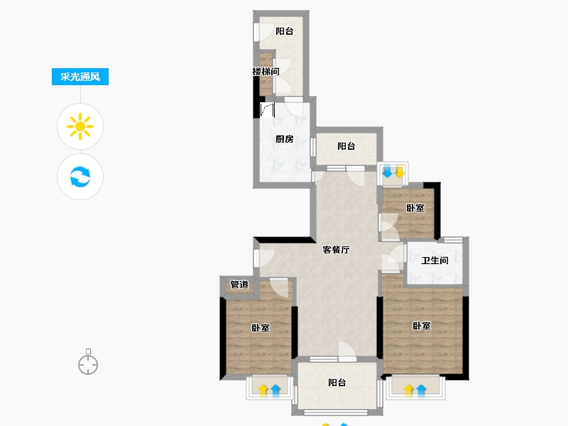 湖北省-武汉市-卧龙墨水湖边领墅-84.46-户型库-采光通风