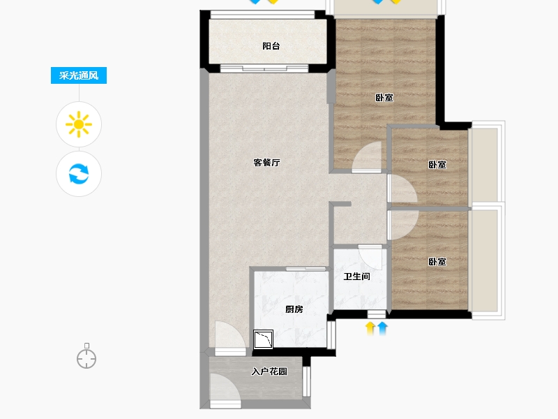 广东省-广州市-时代雁山湖（鹤山）-66.00-户型库-采光通风