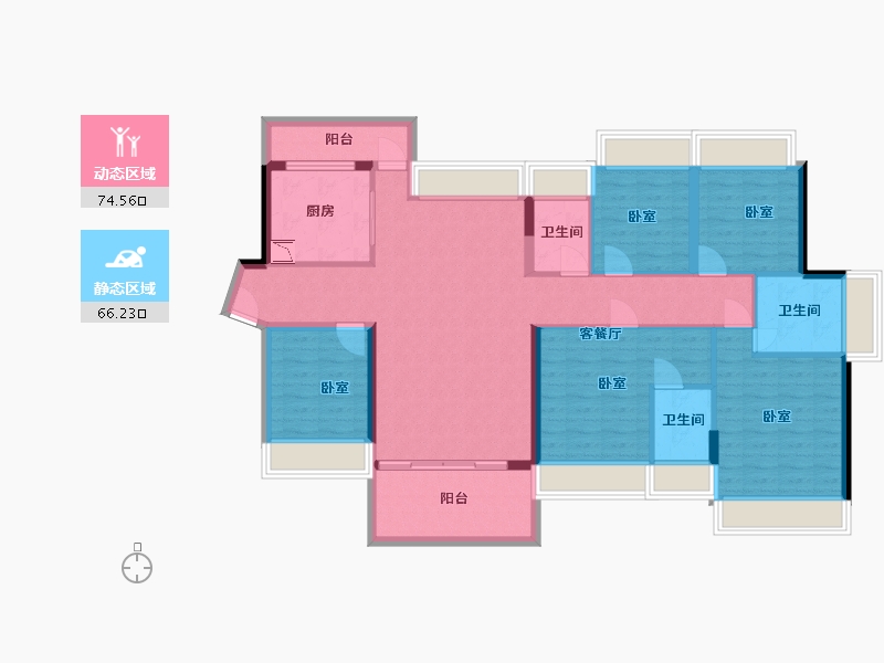 广东省-深圳市-深圳东星河丹堤-126.16-户型库-动静分区