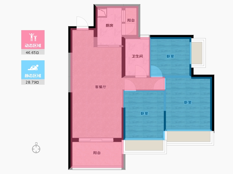 广东省-深圳市-深圳东星河丹堤-66.84-户型库-动静分区