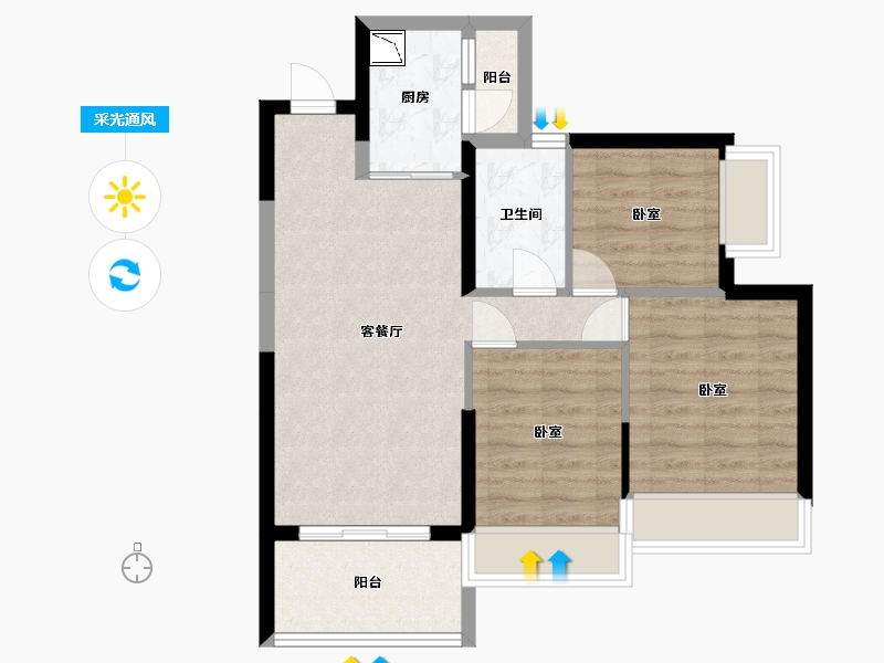 广东省-深圳市-深圳东星河丹堤-66.84-户型库-采光通风