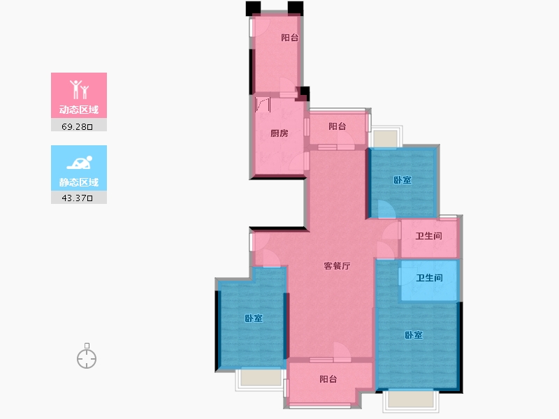 湖北省-武汉市-卧龙墨水湖边领墅-99.61-户型库-动静分区