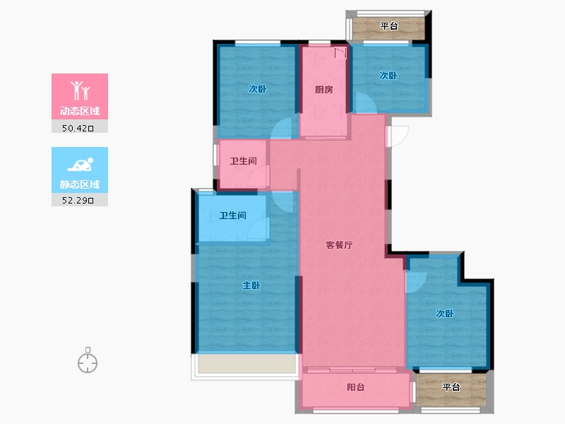 浙江省-温州市-朝阳嘉园-97.61-户型库-动静分区