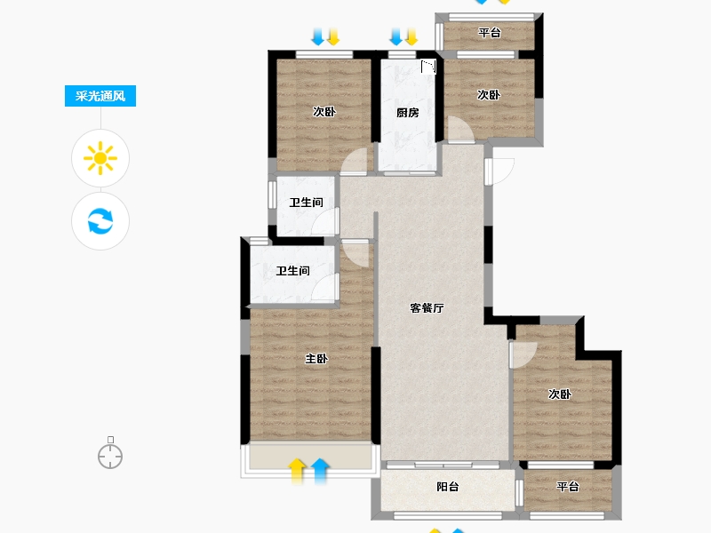 浙江省-温州市-朝阳嘉园-97.61-户型库-采光通风