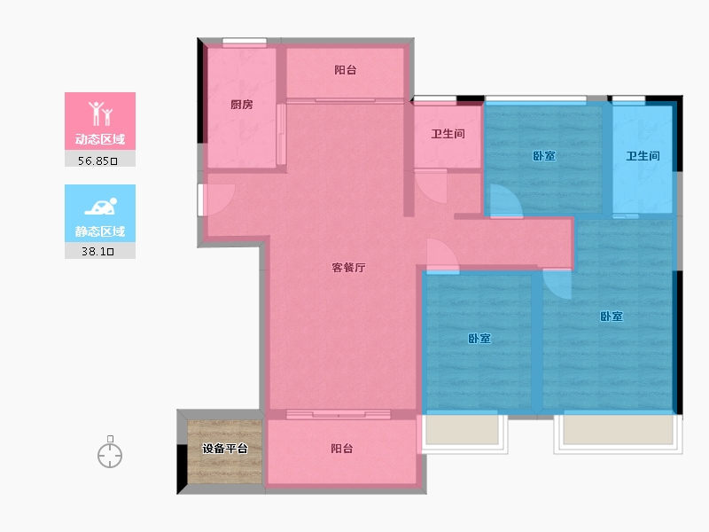 湖北省-武汉市-天屿湖-87.57-户型库-动静分区