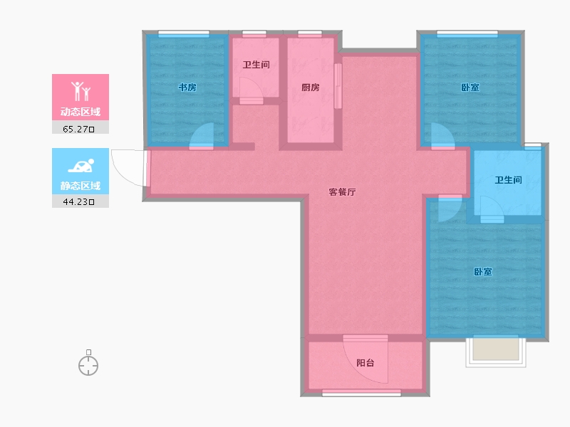 陕西省-西安市-永泽五里州-96.51-户型库-动静分区