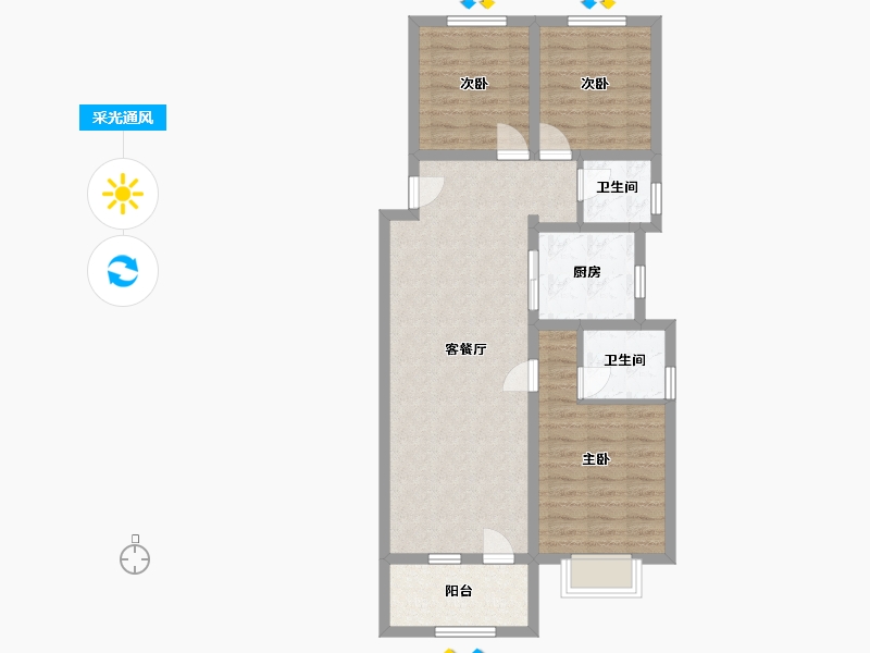 山东省-青岛市-远洋万和公馆-83.27-户型库-采光通风