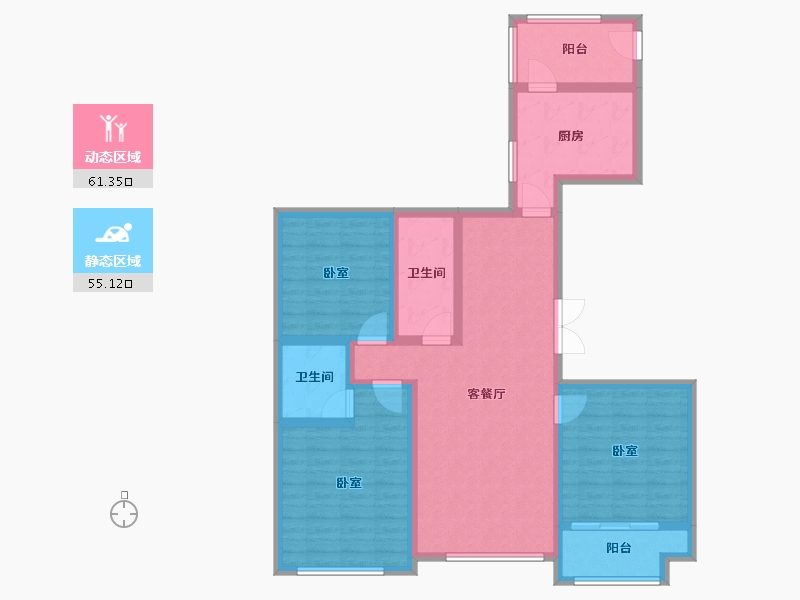 山东省-潍坊市-中帅•京公馆-103.49-户型库-动静分区