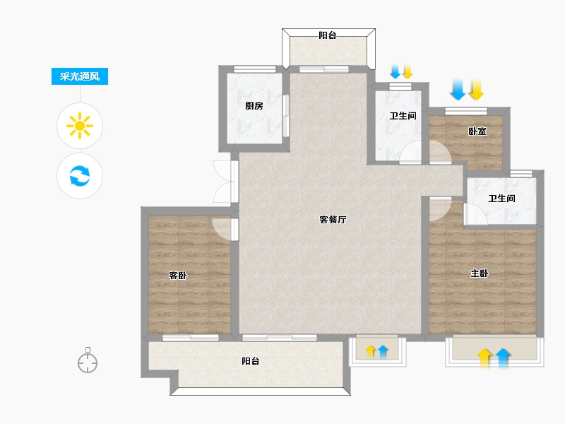 安徽省-黄山市-嘉源十九著-97.00-户型库-采光通风