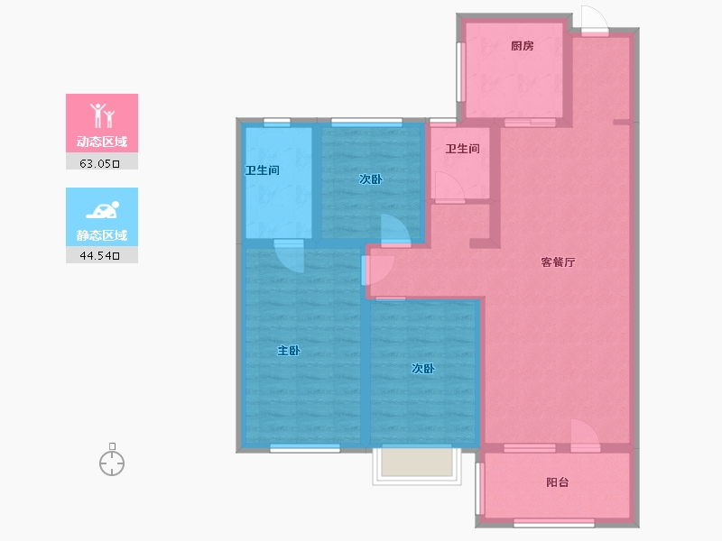 山东省-青岛市-远洋万和公馆-95.20-户型库-动静分区