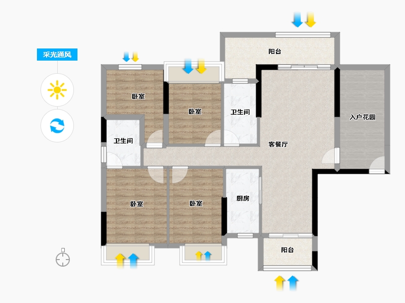 广东省-江门市-名城公寓-108.19-户型库-采光通风