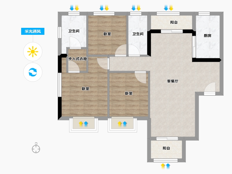 陕西省-西安市-西安深国投中心-76.29-户型库-采光通风