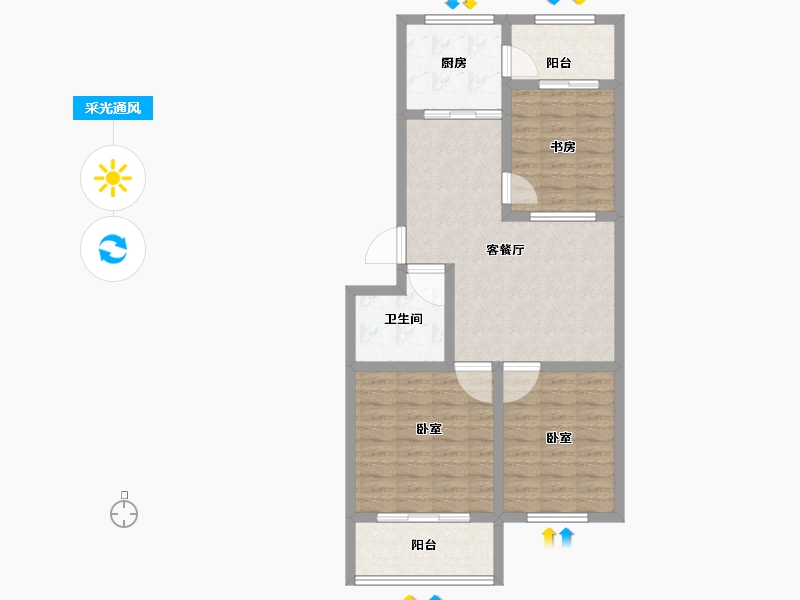 山东省-潍坊市-银河花园C区二期-82.00-户型库-采光通风