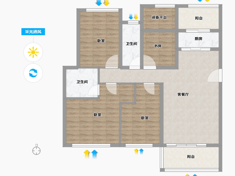 广东省-汕头市-御海天韵雅园-104.03-户型库-采光通风