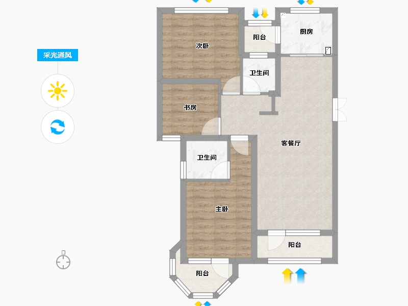 山东省-泰安市-中南樾府-73.52-户型库-采光通风