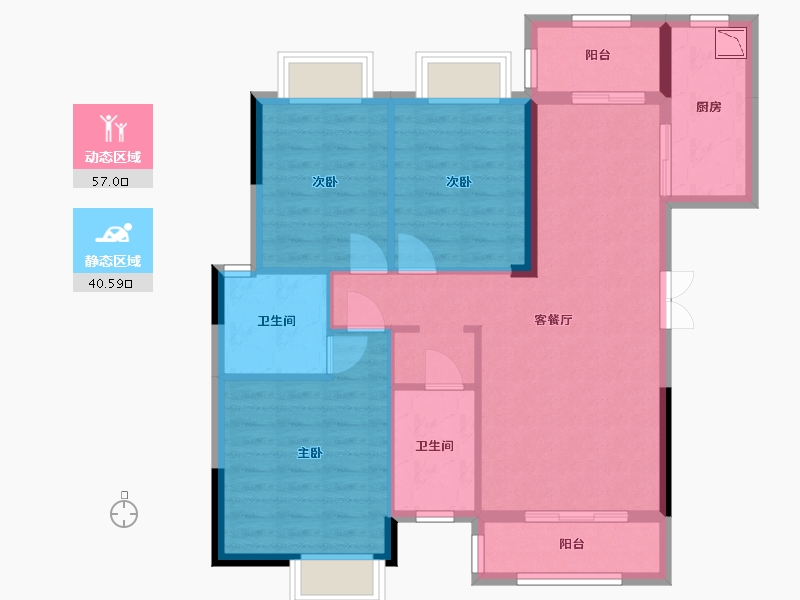 四川省-成都市-东韵花园-87.41-户型库-动静分区