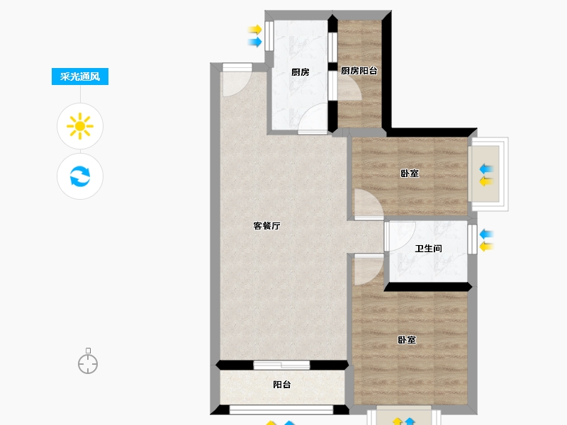 陕西省-西安市-西安深国投中心-56.51-户型库-采光通风