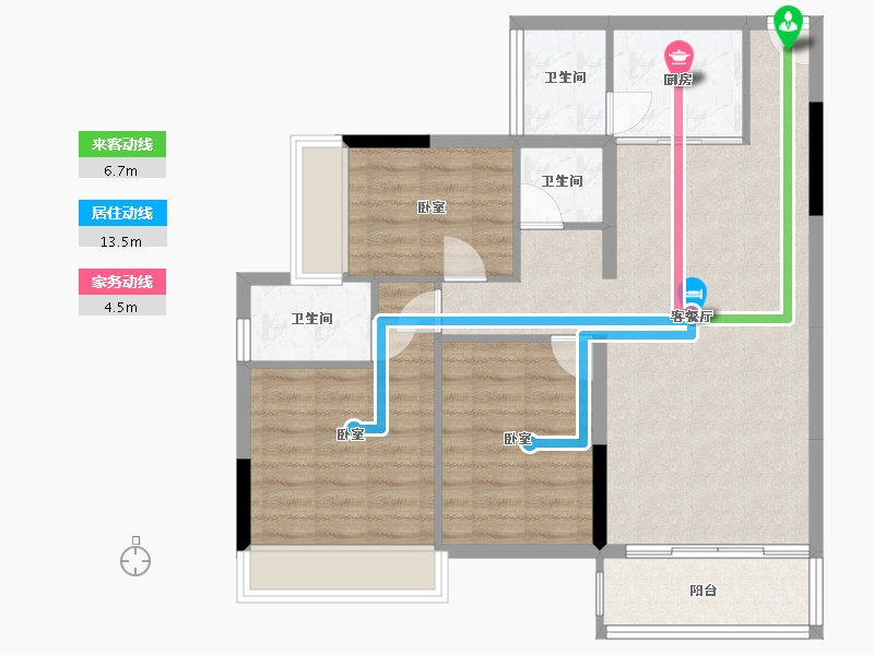 湖南省-郴州市-福城桃源-84.90-户型库-动静线