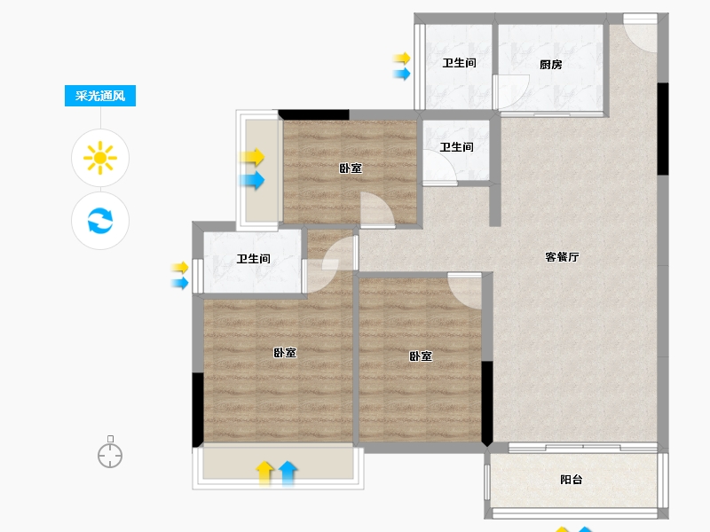 湖南省-郴州市-福城桃源-84.90-户型库-采光通风