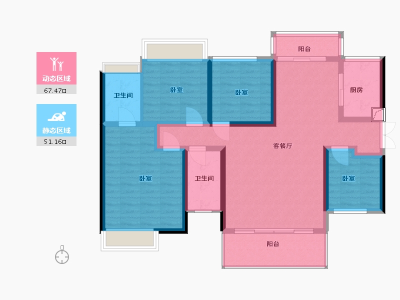 湖南省-郴州市-爱莲瓏熙府-106.00-户型库-动静分区